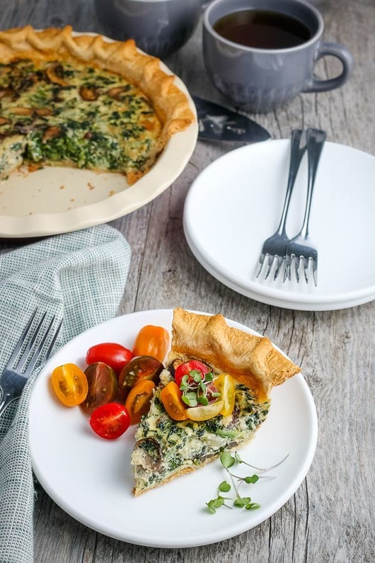 Mushroom and Spinach Quiche (Vegetarian)