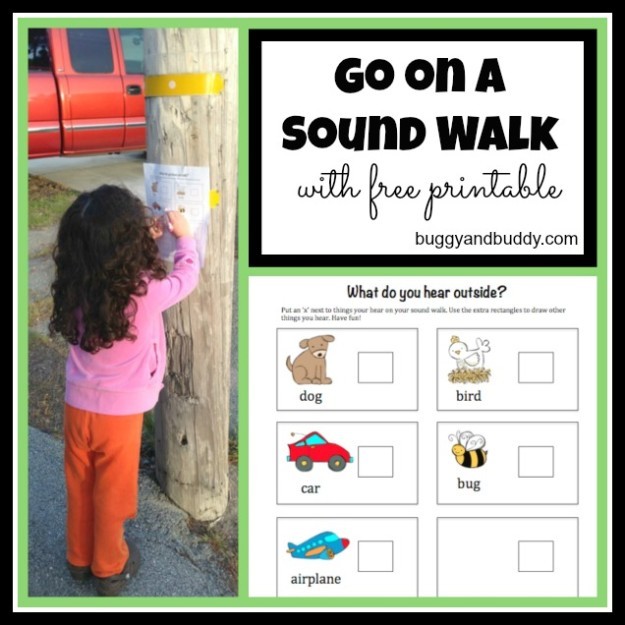 Outdoor Scavenger Hunt and Sound Walk (FREE Printables)