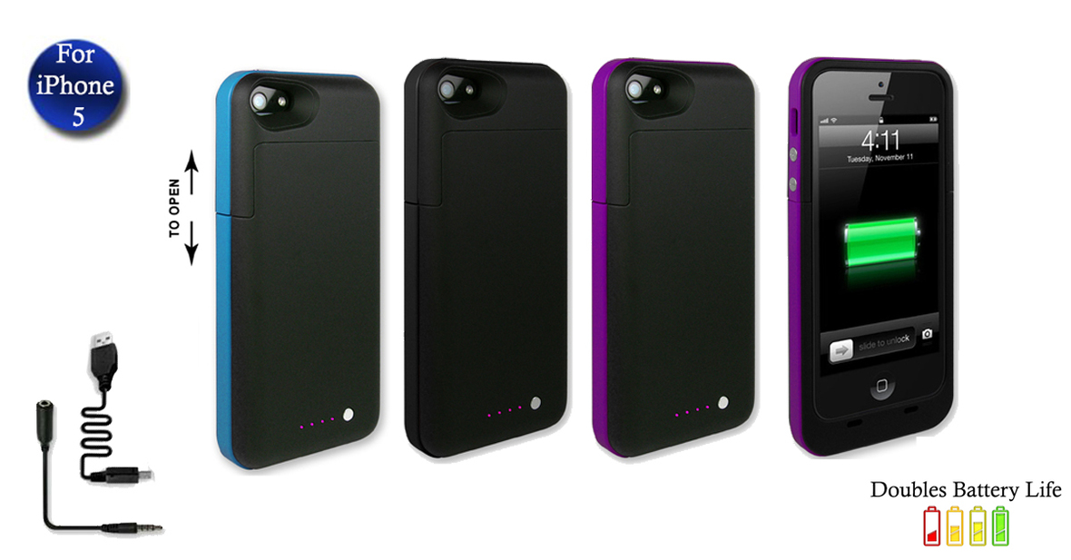 Extended Battery Case for iPhone 5 Doubles Battery Life! 3 Colors