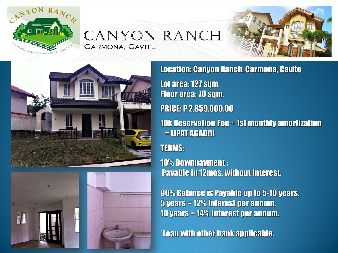 Foreclosed House and Lot at Canyon Ranch, Carmona, Cavite! Check this out!