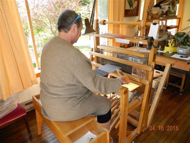 Dona MacKie at the loom