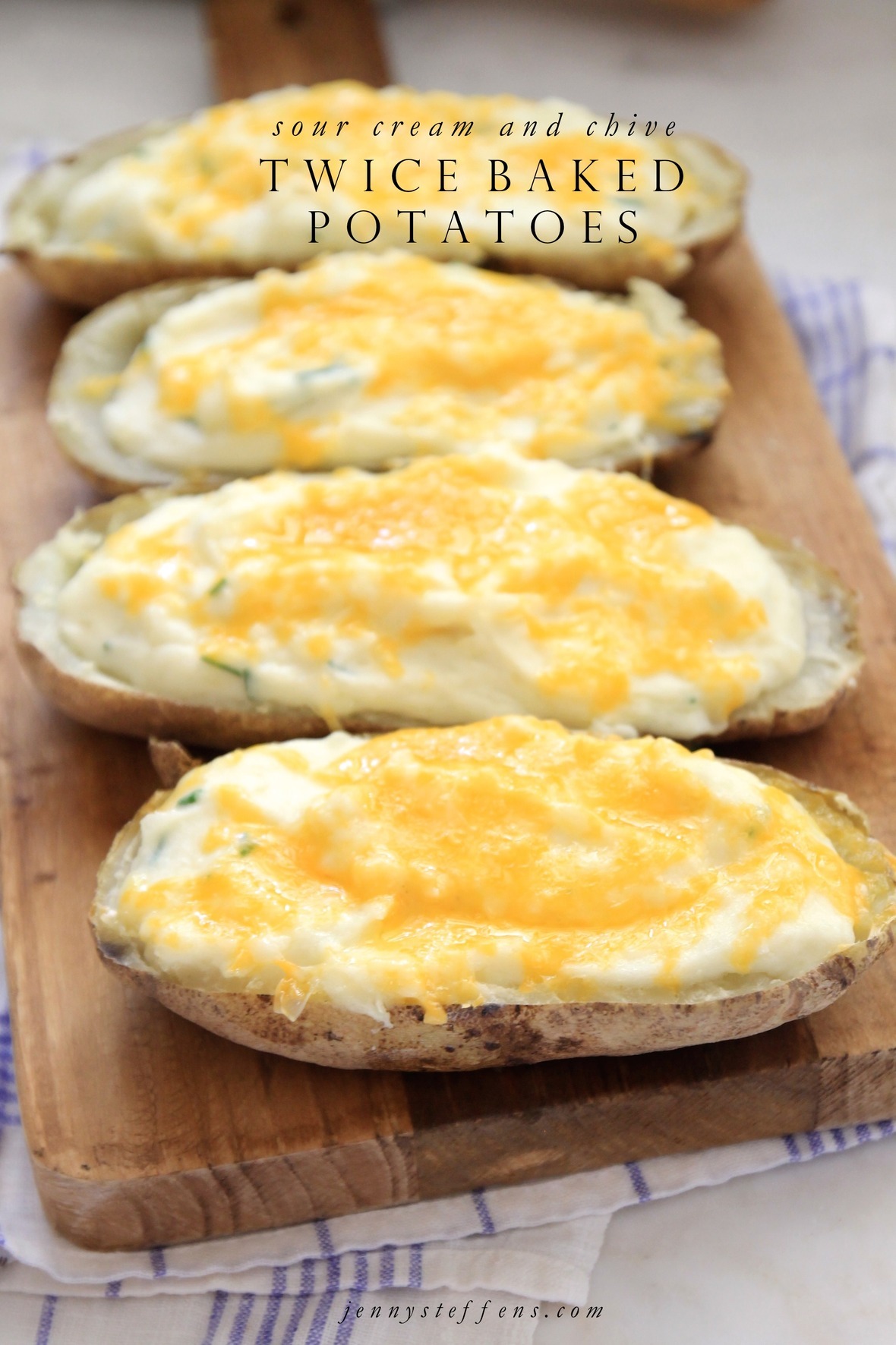 Sour Cream & Chive Twice Baked Potatoes with Ribeye Steaks