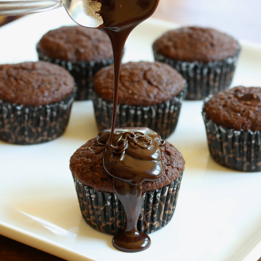 Triple Chocolate Glazed Cupcakes (shhhh, they're HEALTHY!)