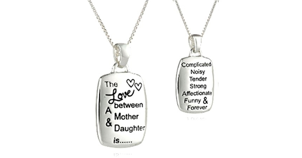 Mother/Daughter Engraved Rectangular Pendant Necklace Save up to 90
