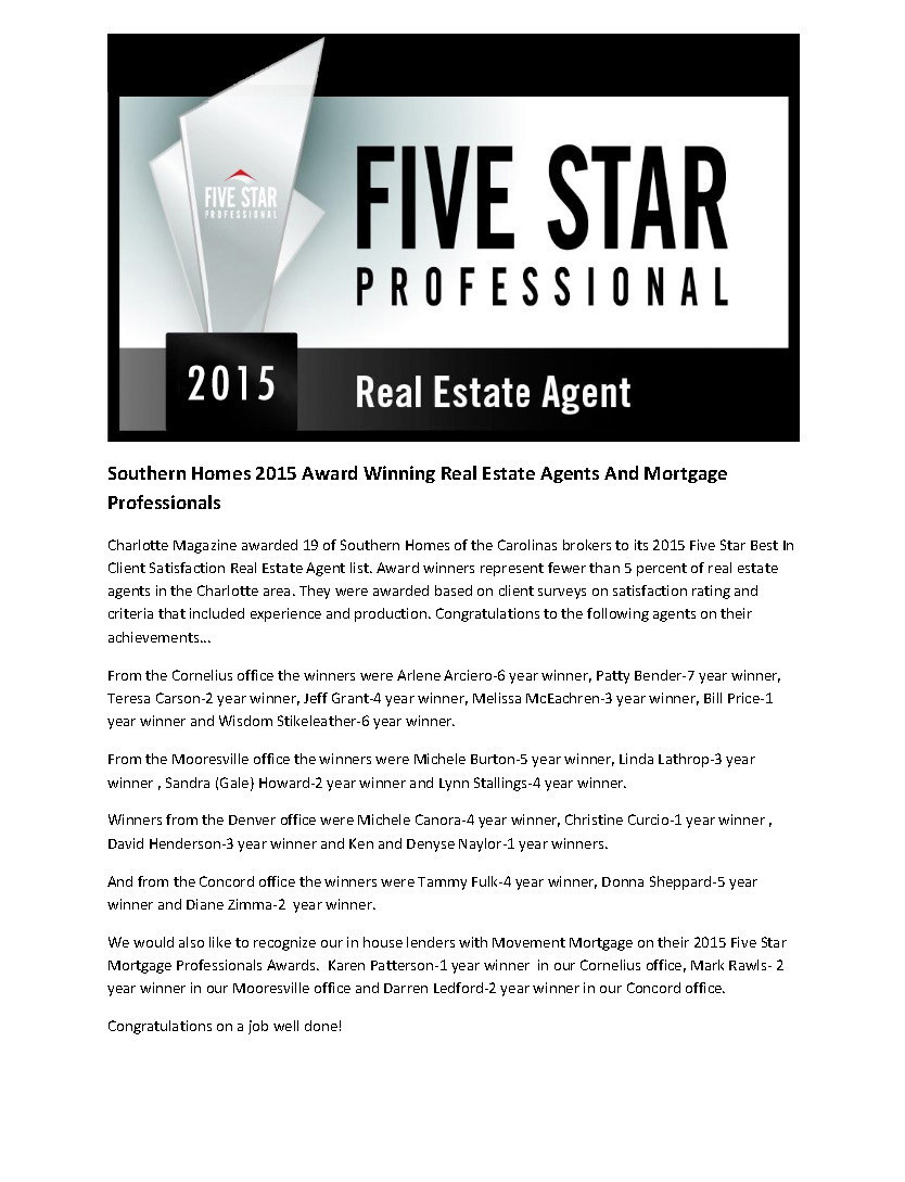 Southern Homes Five Star Awards