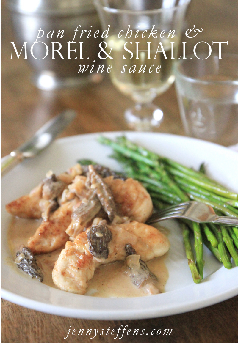 Easy Chicken with Morel Mushroom and Shallot Sauce + Asparagus