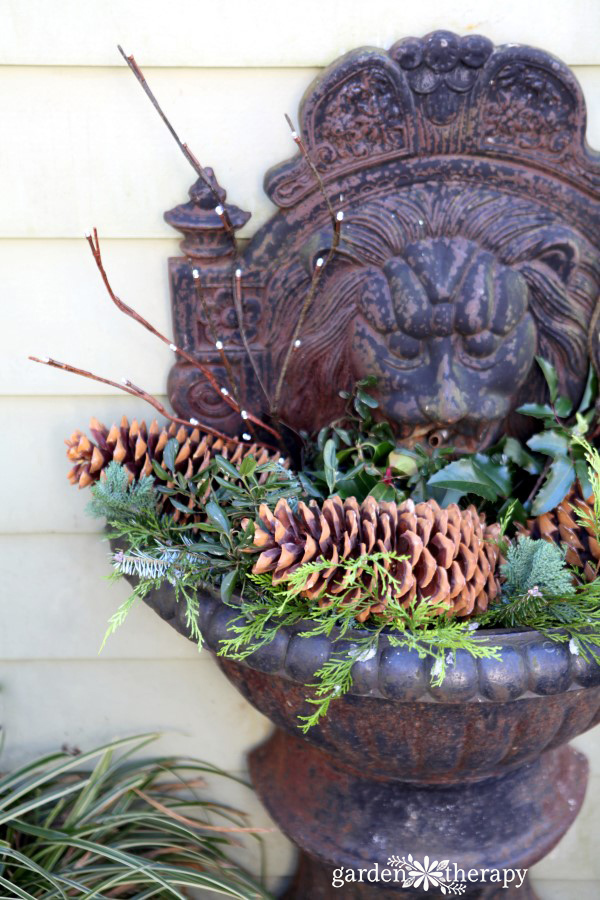 Easy GardenInspired Holiday Decor + Winter Fountain Care