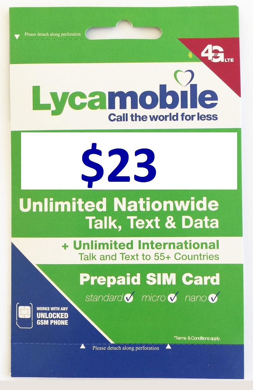 Lycamobile 23 Plan Factory Preloaded Sim