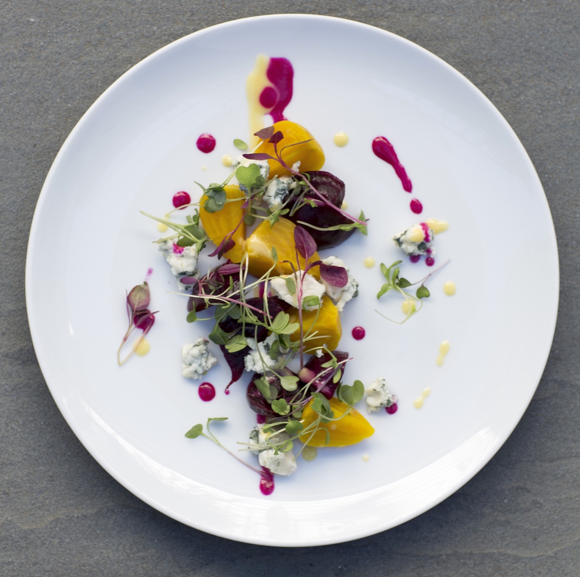 4-The-1770-House-Chef-Michael-Rozzi-Red-Golden-Baby-Beets-Salad-Roquefort-Local-Cress-Photo-Credit-Robyn-Lea