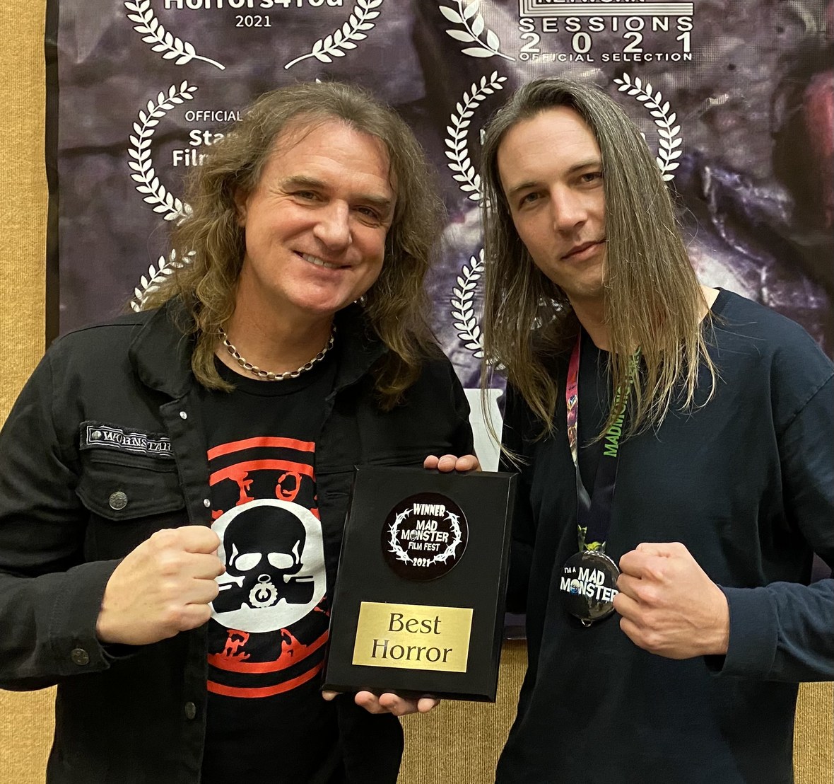 David Ellefson Drew Fortier Accepting Best Horror Award