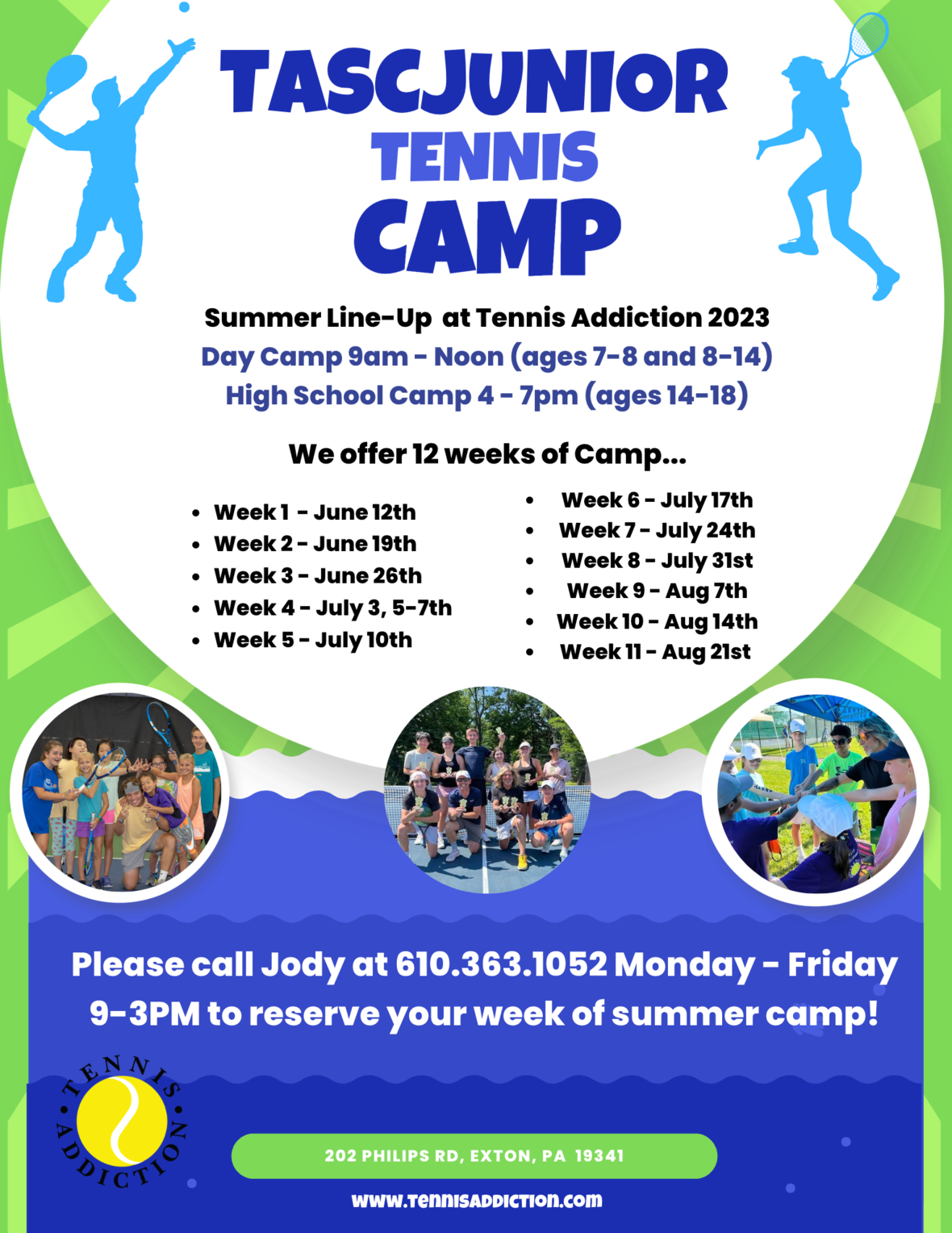 Summer Tennis Camp with our Tennis Addiction Pro Staff