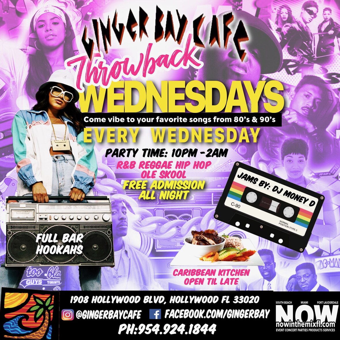 Hollywood, FL Throwback Wednesdays at Ginger Bay Cafe w/ Dj MoneyD...from 8pm