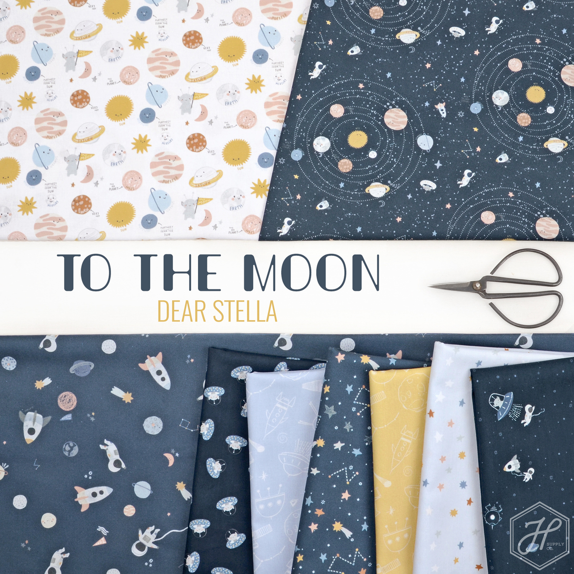 To the Moon fabric by Dear Stella at Hawthorne Supply Co