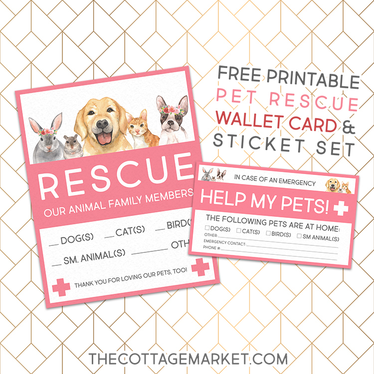 Free Printable Pet Rescue Wallet Card and Sticker Set