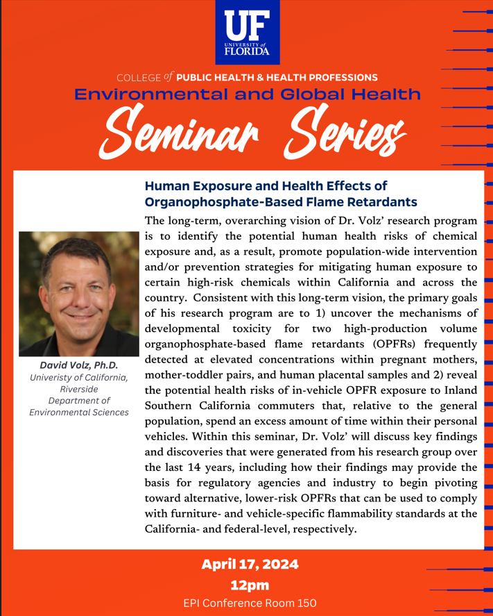 Seminar Series Human Exposure and Health Effects of OrganophosphateBased Flame Retardants