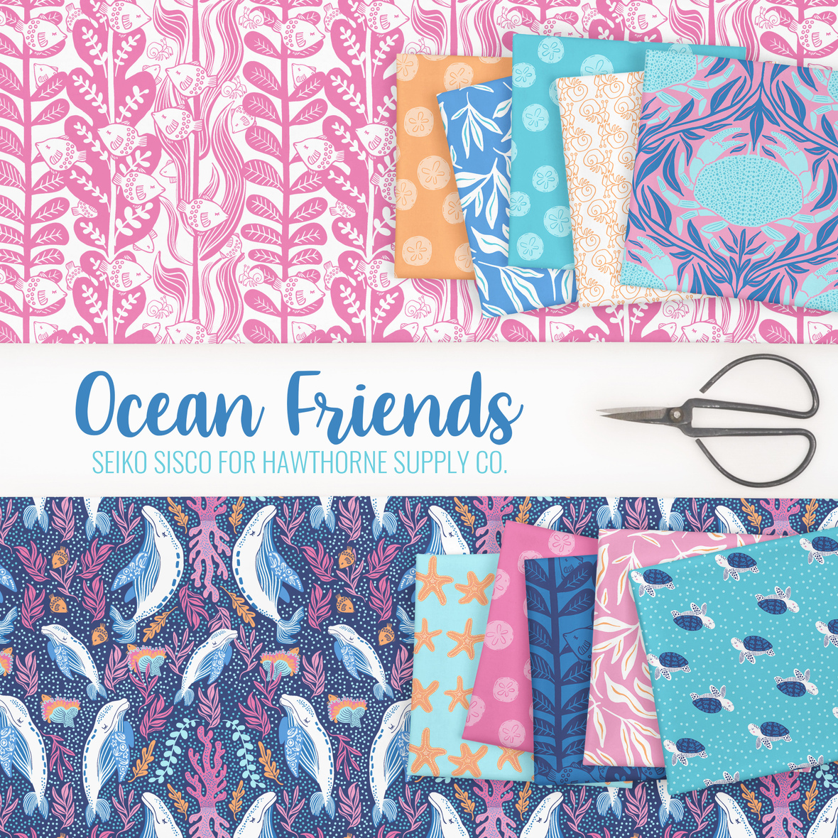 Ocean Friends fabric by Seiko Sisco for Hawthorne Supply Co