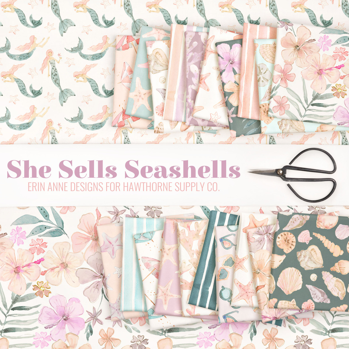 She Sells Seashells fabric by Erin Anne Designs for Hawthorne Supply Co.