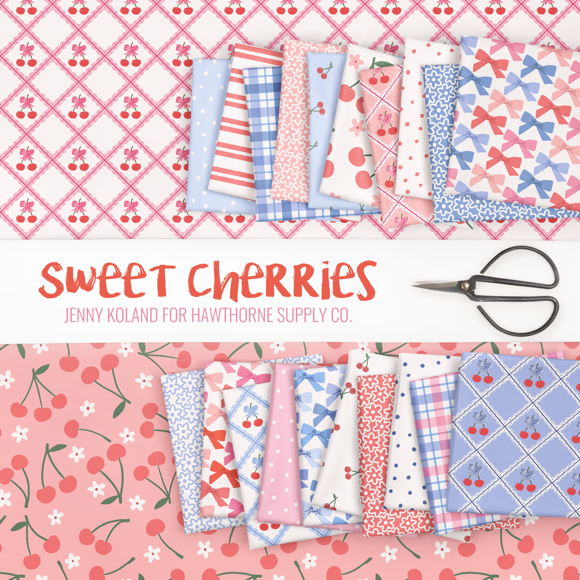 Sweet Cherries fabric by Jenny Koland for Hawthorne Supply Co