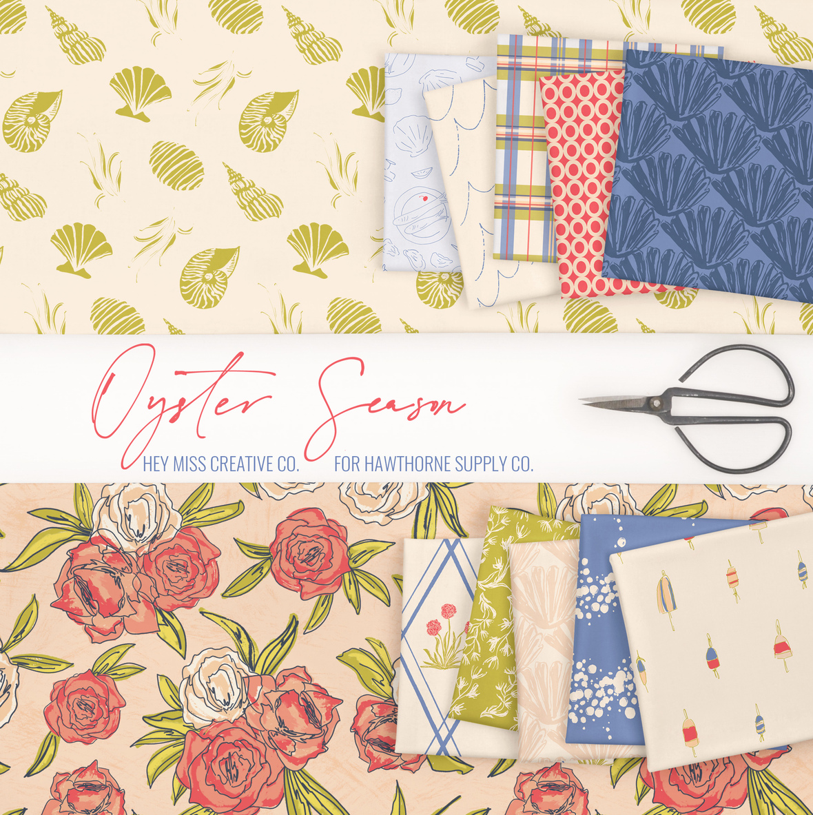 Oyster Season fabric by Hey Miss Creative Co for Hawthorne Supply Co.