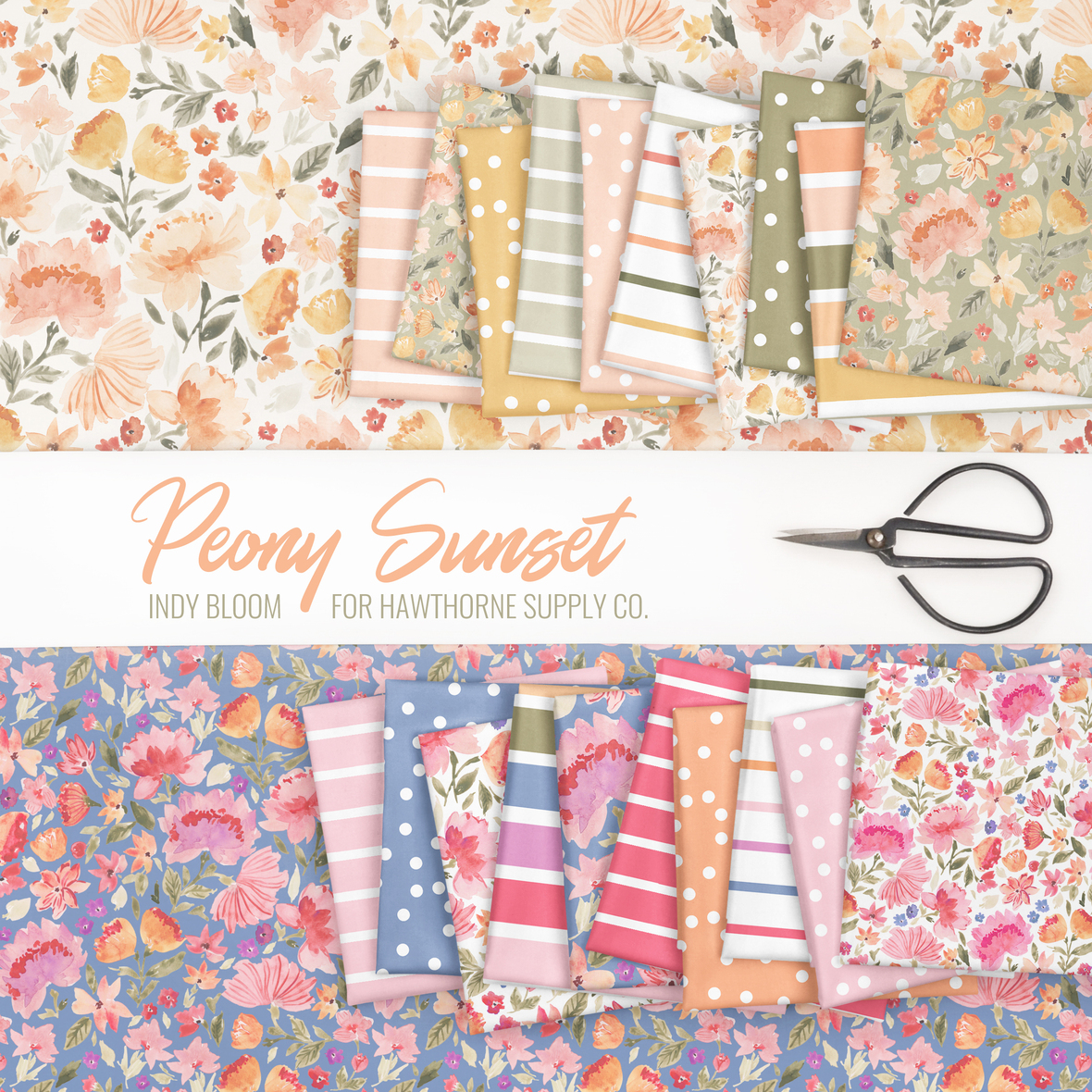 Peony Sunset Fabric by Indy Bloom for Hawthorne Supply Co