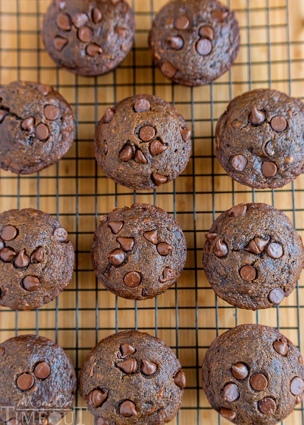 Double Chocolate Banana Applesauce Muffins