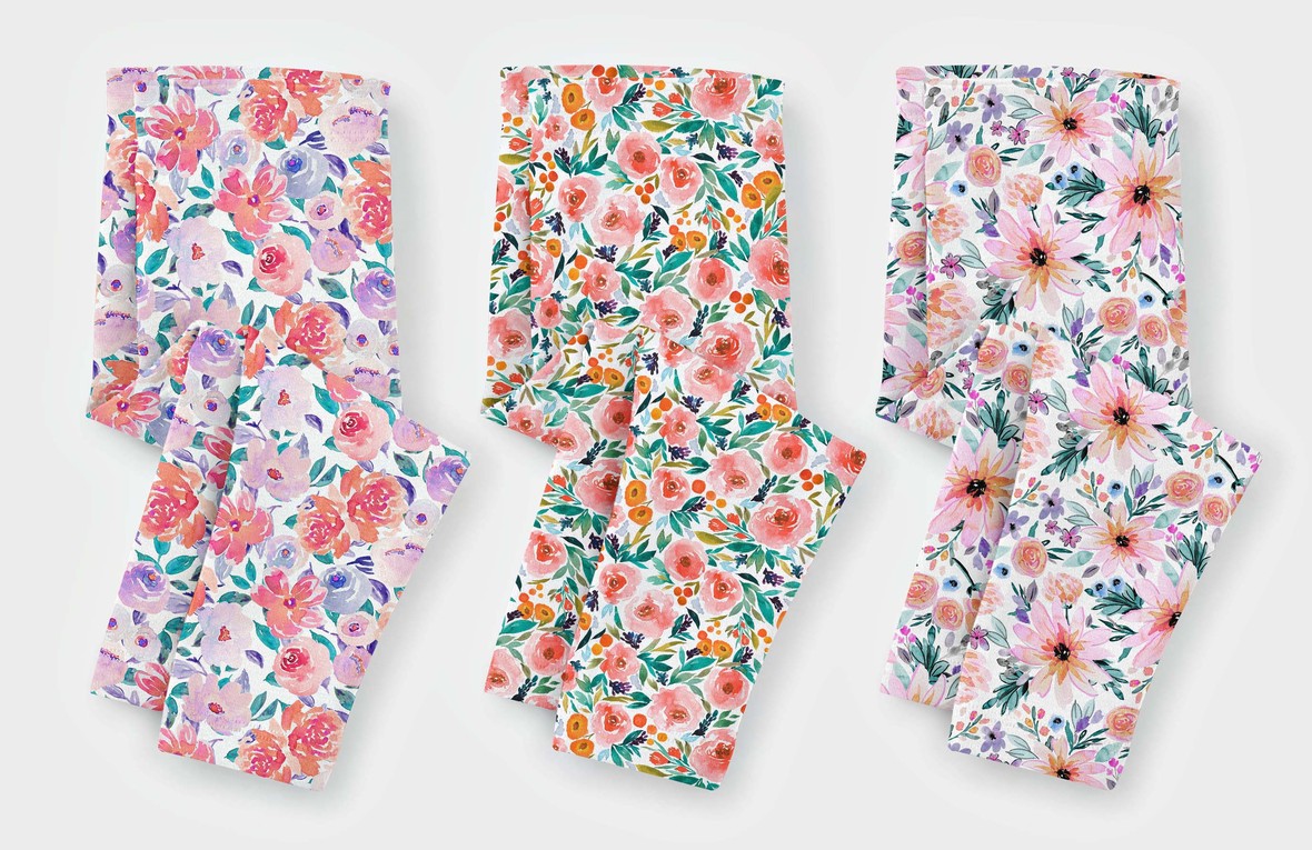 Watercolor Floral Knit Leggings Indy Bloom at Hawthorne Supply Co