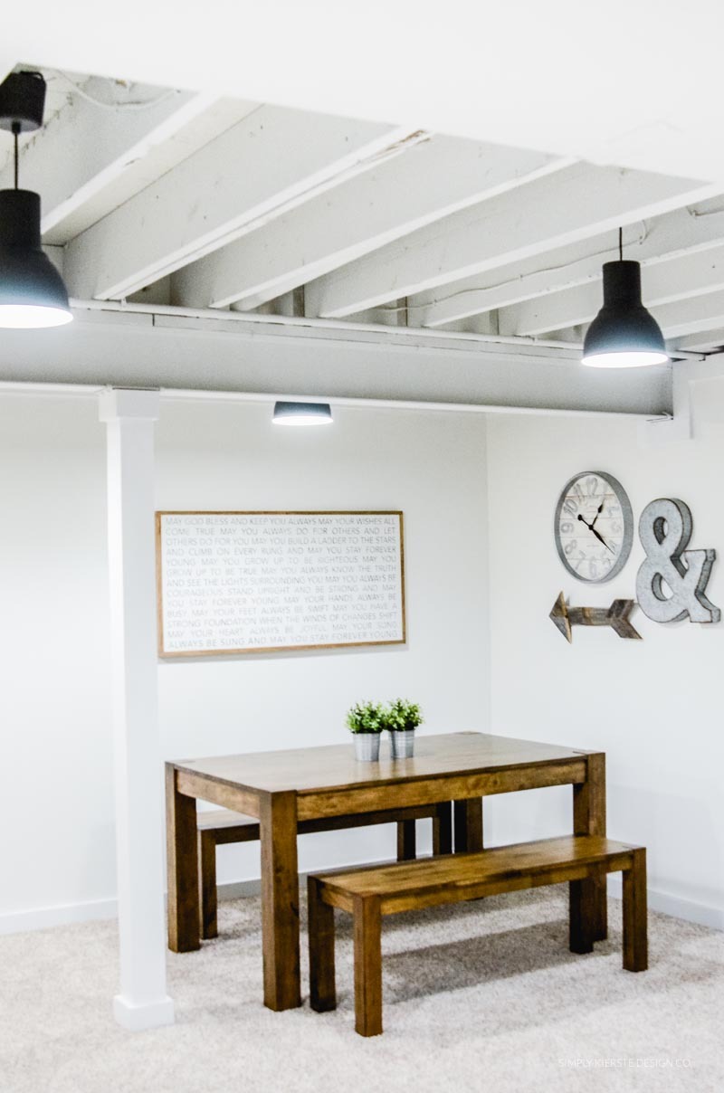 Farmhouse Basement Family Room & Game Area (and the perfect game table!)