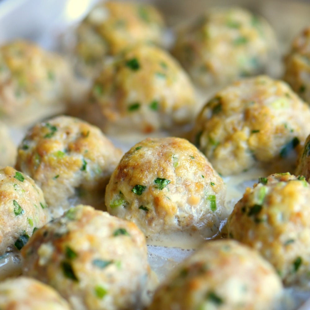 The BEST Turkey Meatballs with Herbed Gravy