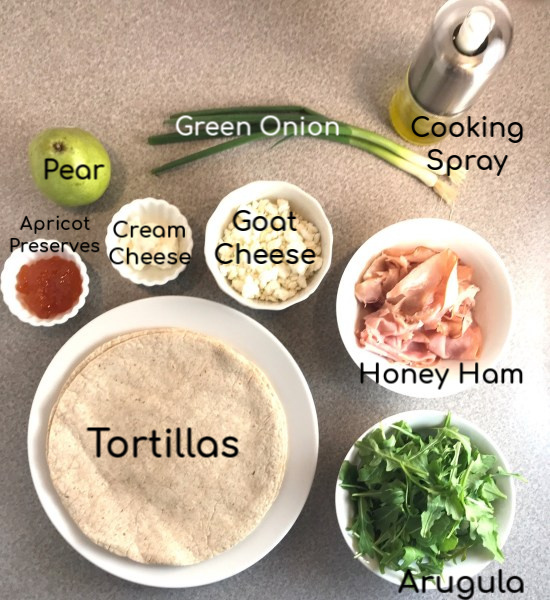 Ham, Pear, and Goat Cheese Thin Crust Pizzas