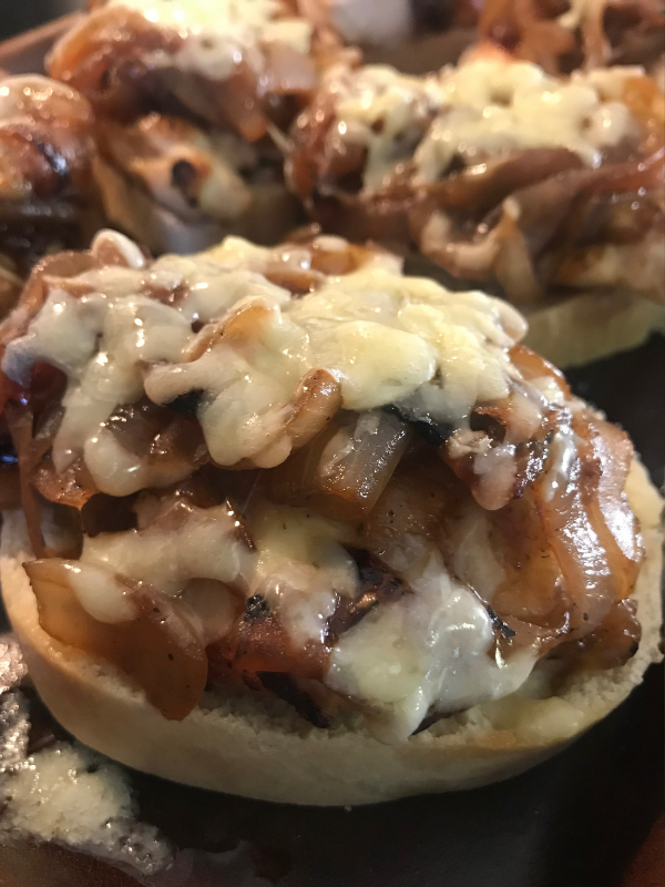 Open Faced French Onion Chicken Sandwiches