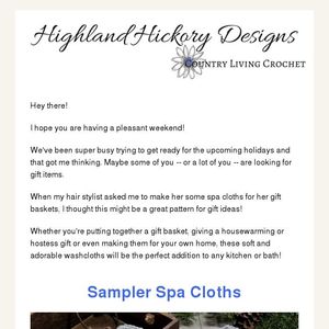 New Free Crochet Pattern For You Sampler Spa Cloths