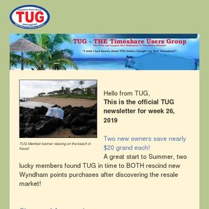 Resend Of The Tug Newsletter For Those Who Missed It On Saturday