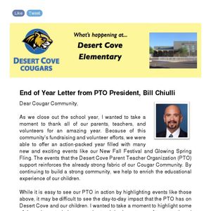 End of Year Letter from Desert Cove PTO President - 5/23/16